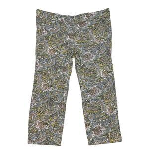 Ann Taylor Women Pants 6P Green Multicolor Paisley Cropped CARNEGIE 19" Inseam
